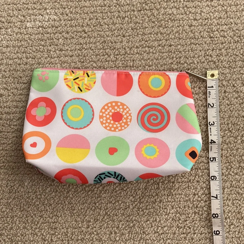 Clinique Cosmetic Case Donuts Makeup Bag Abstract Jewelry Full Zip NWOT